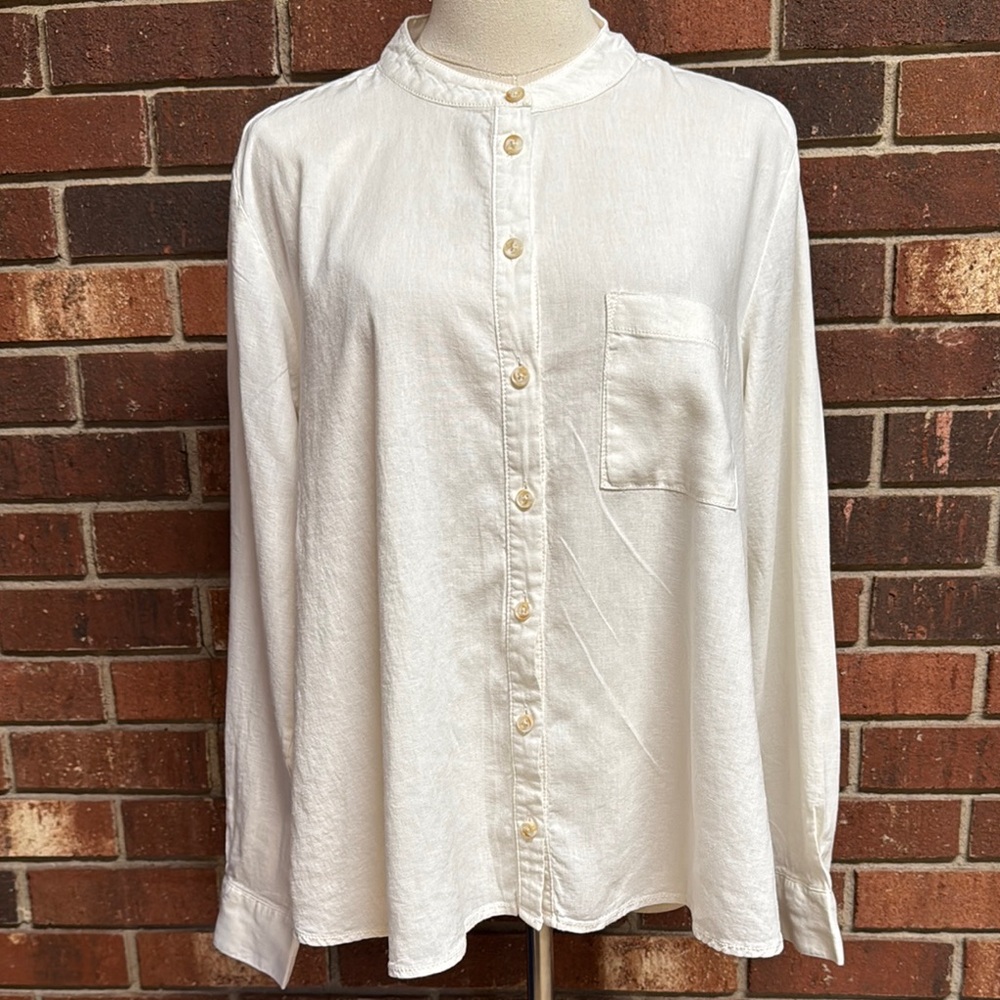Anthropologie Pilcro and the Letterpress Linen Blend Blouse Size XS